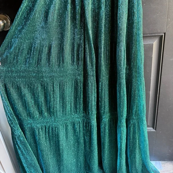 NWT Betsy and Adam long crinkle V-neck dress in color Jade Size 10 - Picture 13 of 16